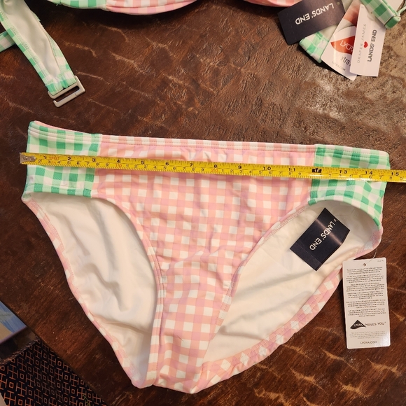 NWT Draper James Lands' End 3 Piece Bikini Swimsuit & Coverup Women Gingham Pink - Picture 6 of 13